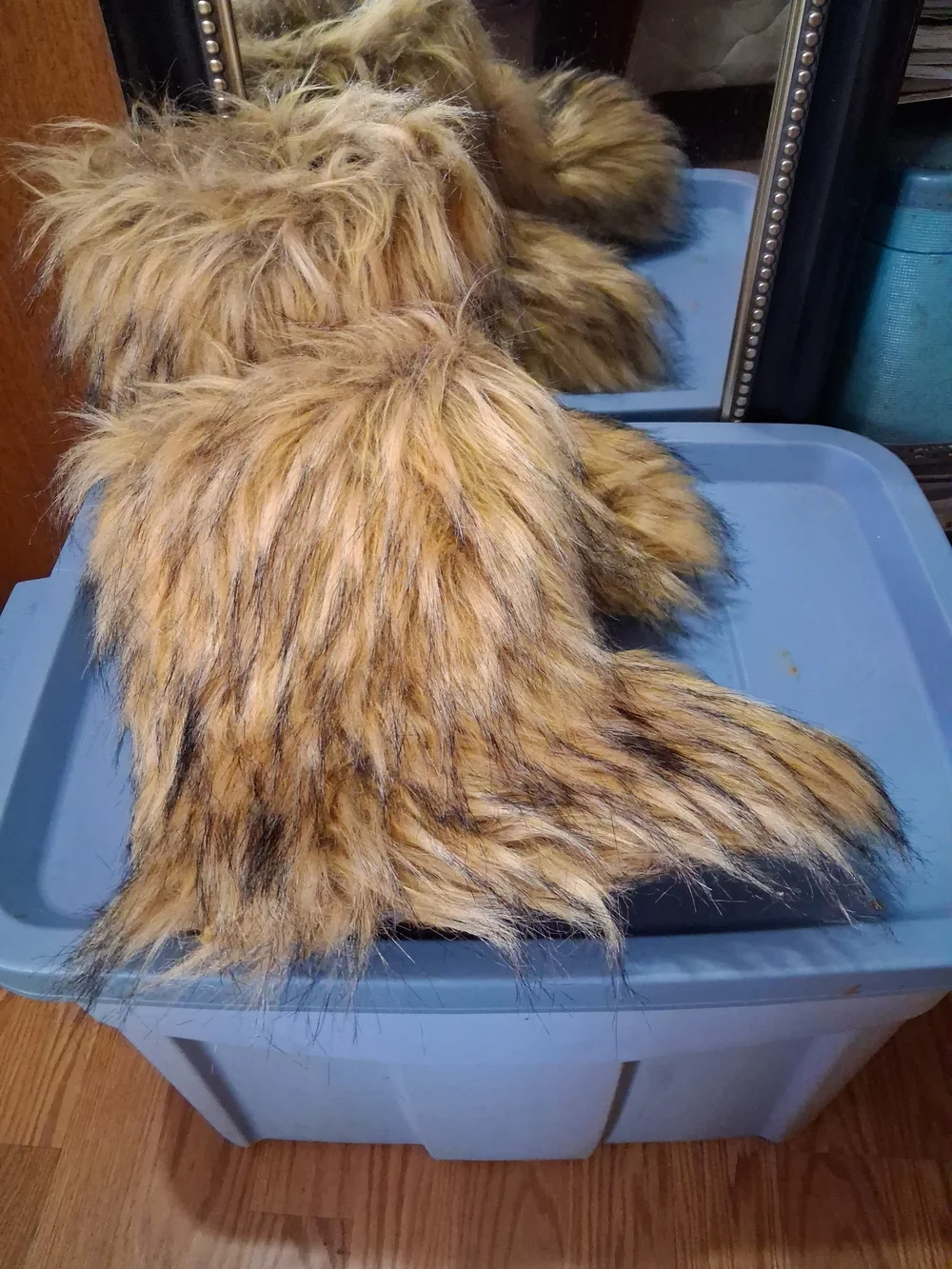 Faux Fur Shaggy Winter Boots in Honey/ Brown
